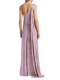 Jiah Paisley One-Shoulder Gown