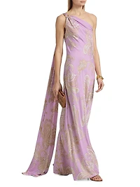 Jiah Paisley One-Shoulder Gown