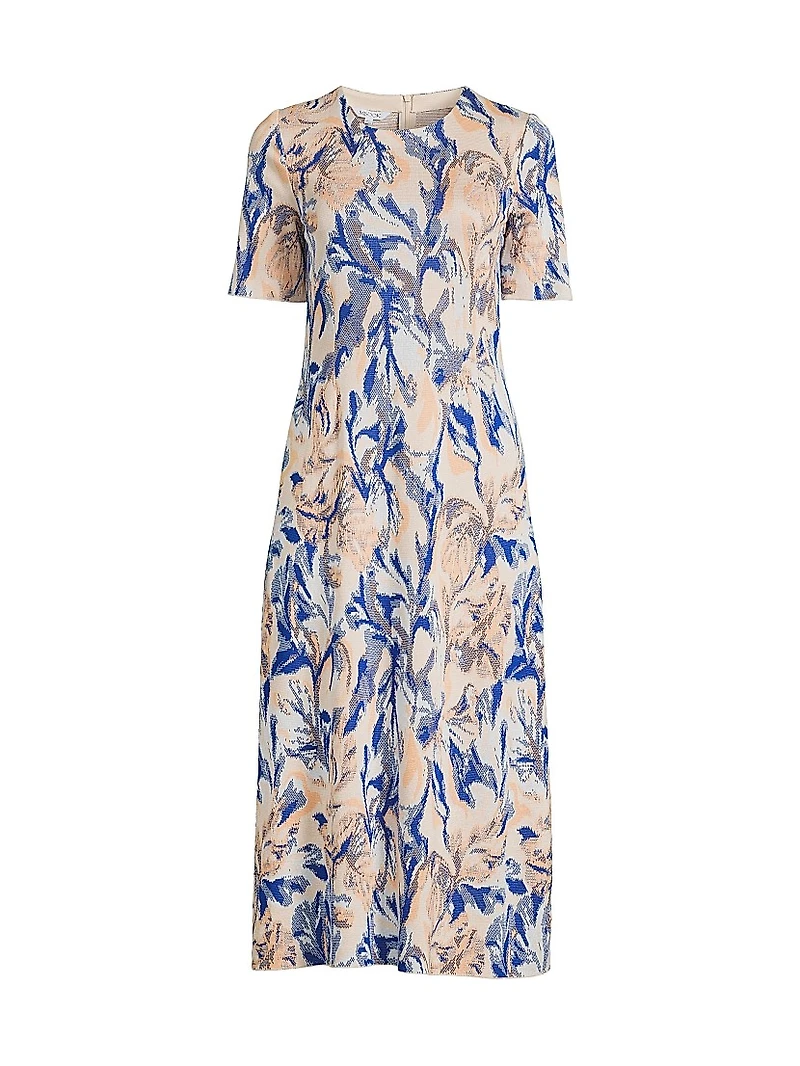 Floral Jacquard Knit Midi-Dress