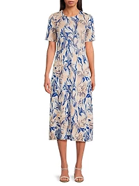 Floral Jacquard Knit Midi-Dress