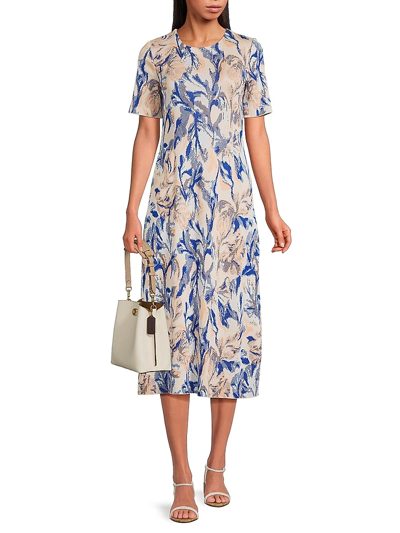 Floral Jacquard Knit Midi-Dress