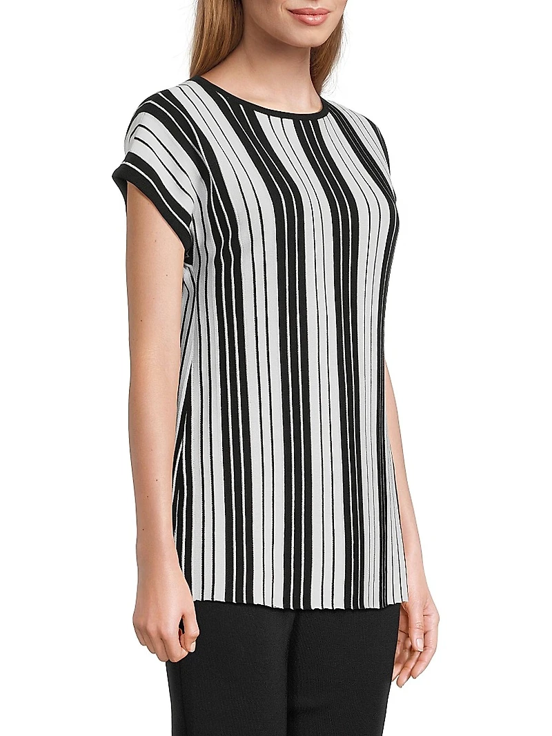 Striped Cap-Sleeve Top