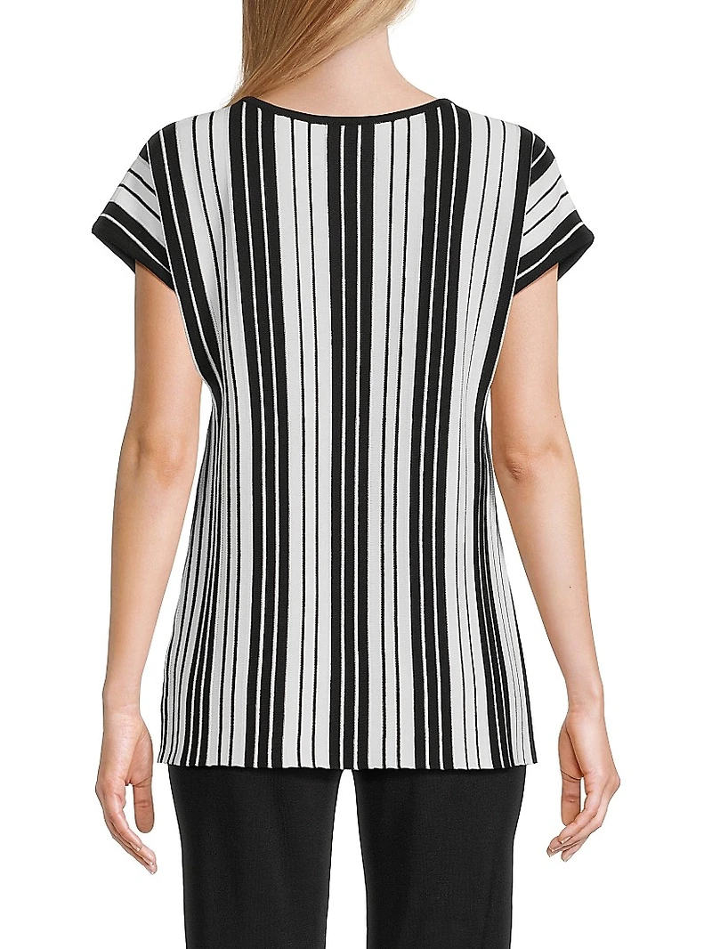 Striped Cap-Sleeve Top