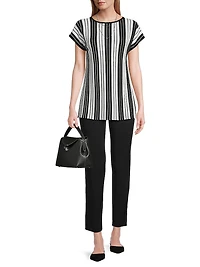 Striped Cap-Sleeve Top