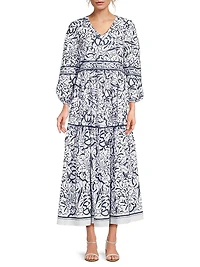 Printed Tiered Cotton Maxi Dress