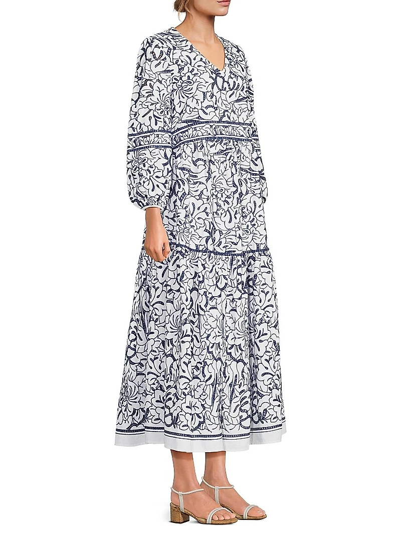 Printed Tiered Cotton Maxi Dress