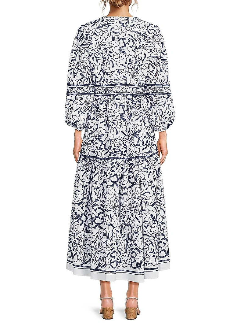 Printed Tiered Cotton Maxi Dress