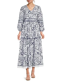 Printed Tiered Cotton Maxi Dress