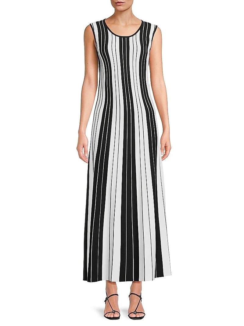 Striped A-Line Maxi Dress
