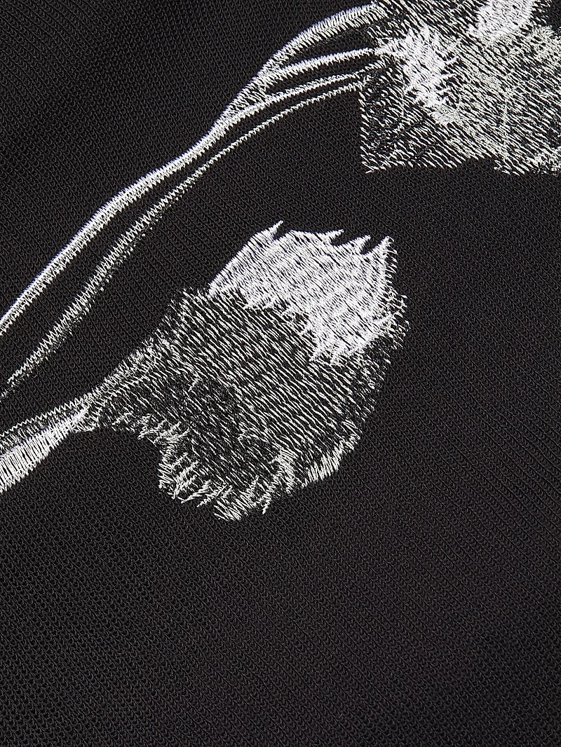 Floral-Embroidered Knee-Length Dress