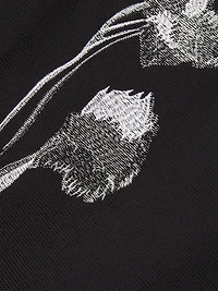 Floral-Embroidered Knee-Length Dress