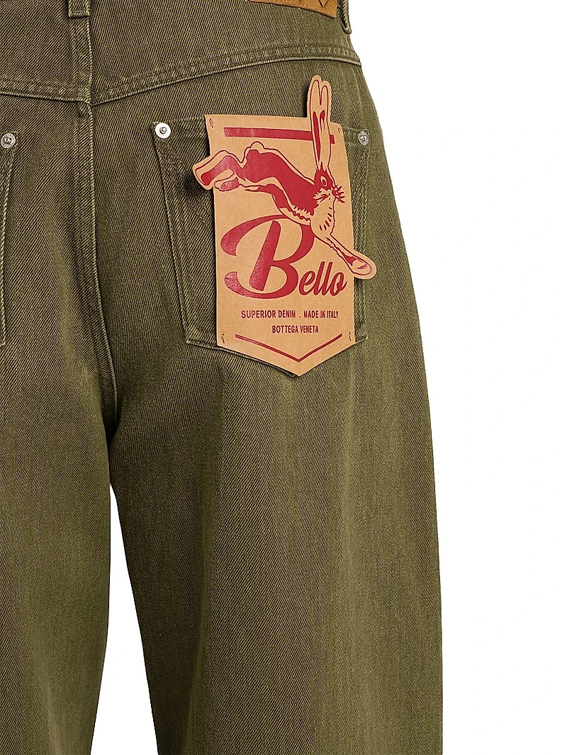 Contrast-Hem Wide-Leg Jeans