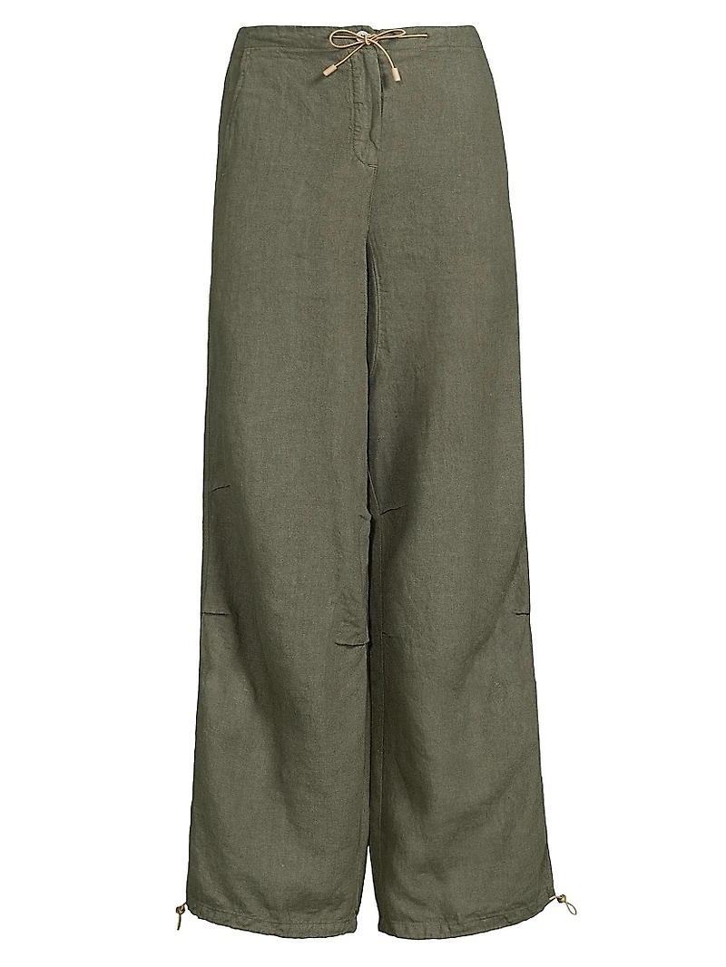 Tab-Front Linen Pants