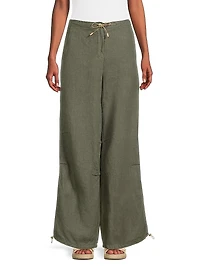 Tab-Front Linen Pants
