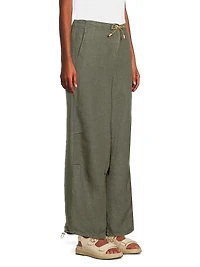 Tab-Front Linen Pants