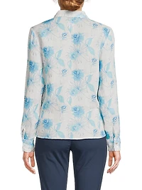 Floral Linen Tie-Front Shirt