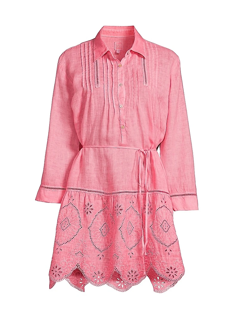 Lace-Trimmed Linen Shirtdress