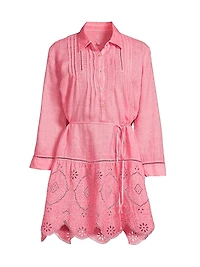 Lace-Trimmed Linen Shirtdress