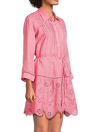 Lace-Trimmed Linen Shirtdress