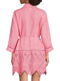 Lace-Trimmed Linen Shirtdress