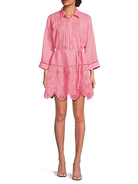Lace-Trimmed Linen Shirtdress