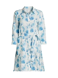 Floral Linen Belted Shirtdress