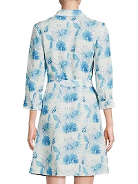 Floral Linen Belted Shirtdress