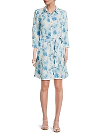 Floral Linen Belted Shirtdress