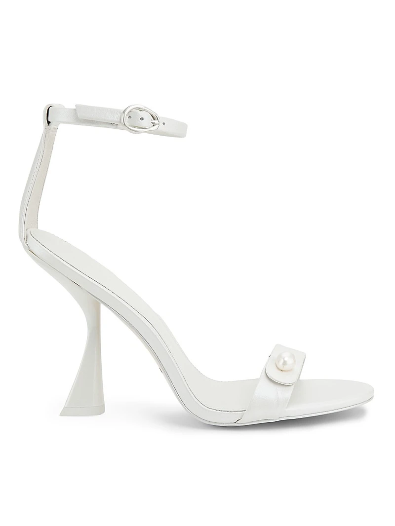 Zenita Pearl-Embellished Leather 100MM Heel Sandals