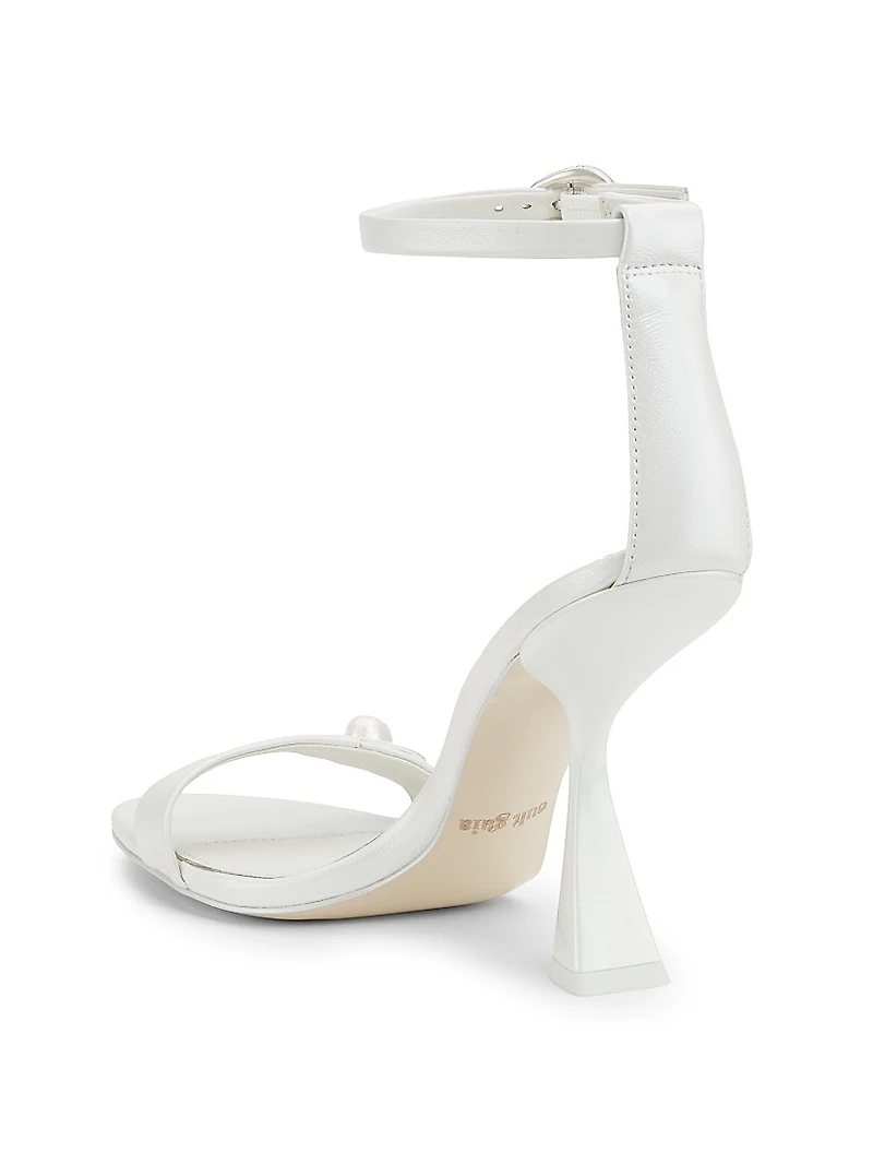 Zenita Pearl-Embellished Leather 100MM Heel Sandals