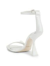 Zenita Pearl-Embellished Leather 100MM Heel Sandals