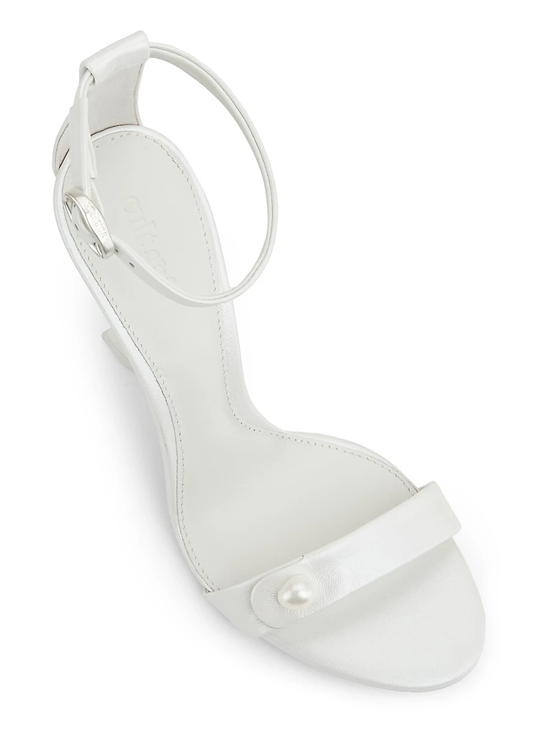 Zenita Pearl-Embellished Leather 100MM Heel Sandals