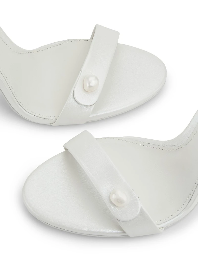 Zenita Pearl-Embellished Leather 100MM Heel Sandals