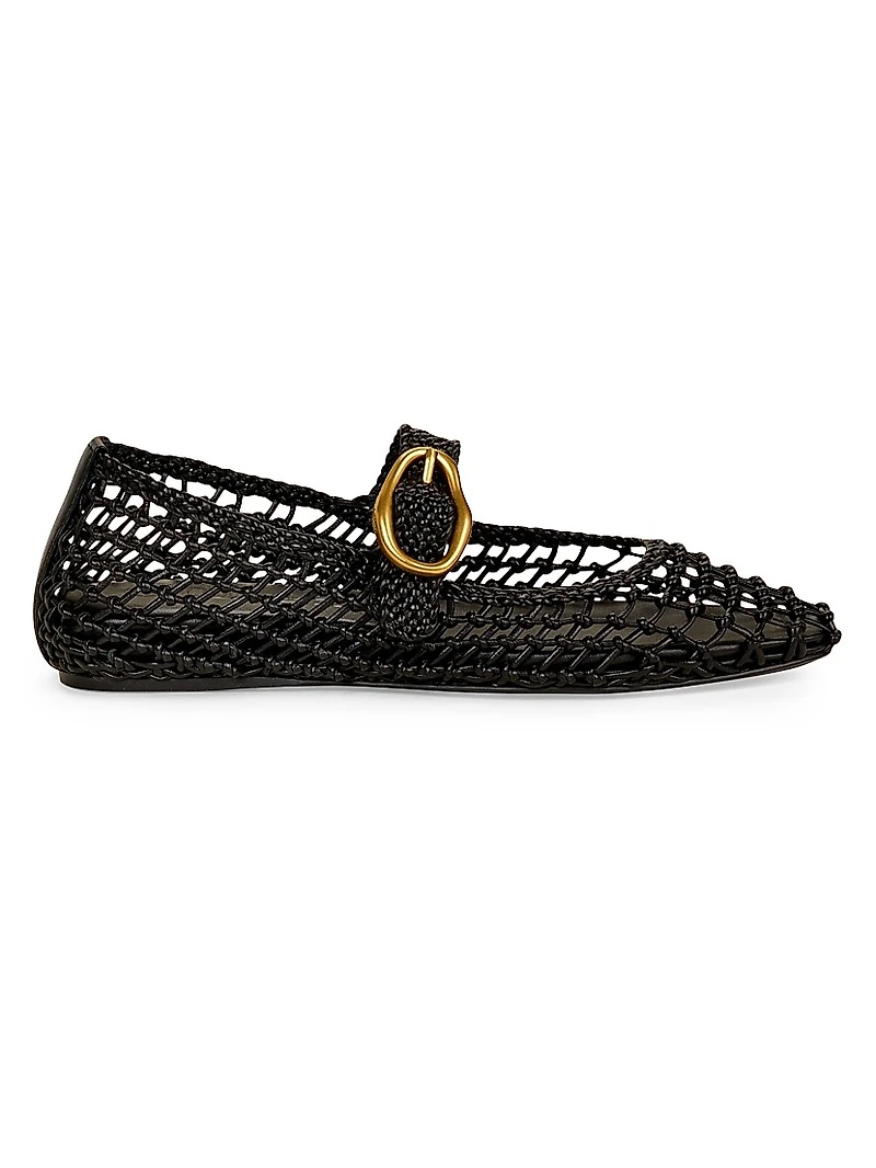Gina Woven Leather Mary Jane Flats
