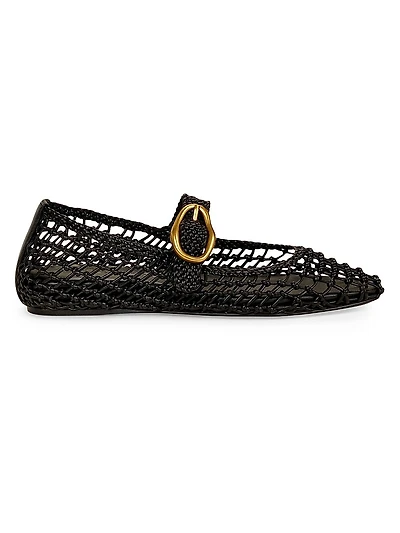 Gina Woven Leather Mary Jane Flats