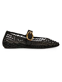 Gina Woven Leather Mary Jane Flats