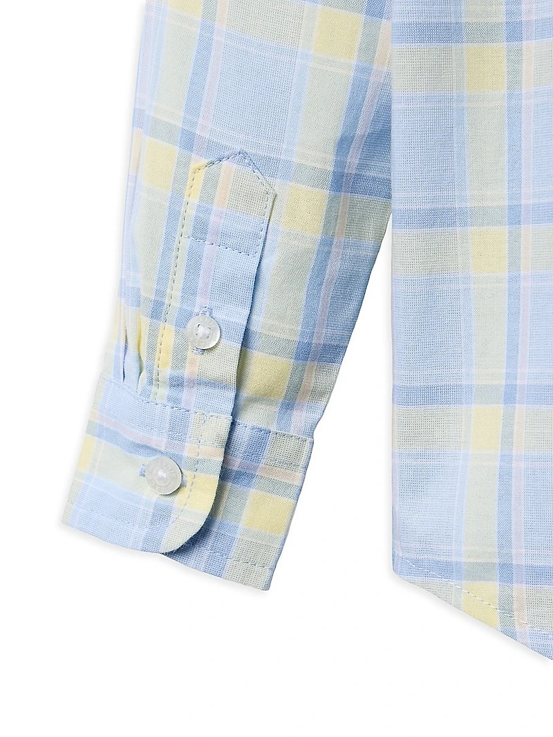 Little Boy's & Plaid Shirt Shorts Set