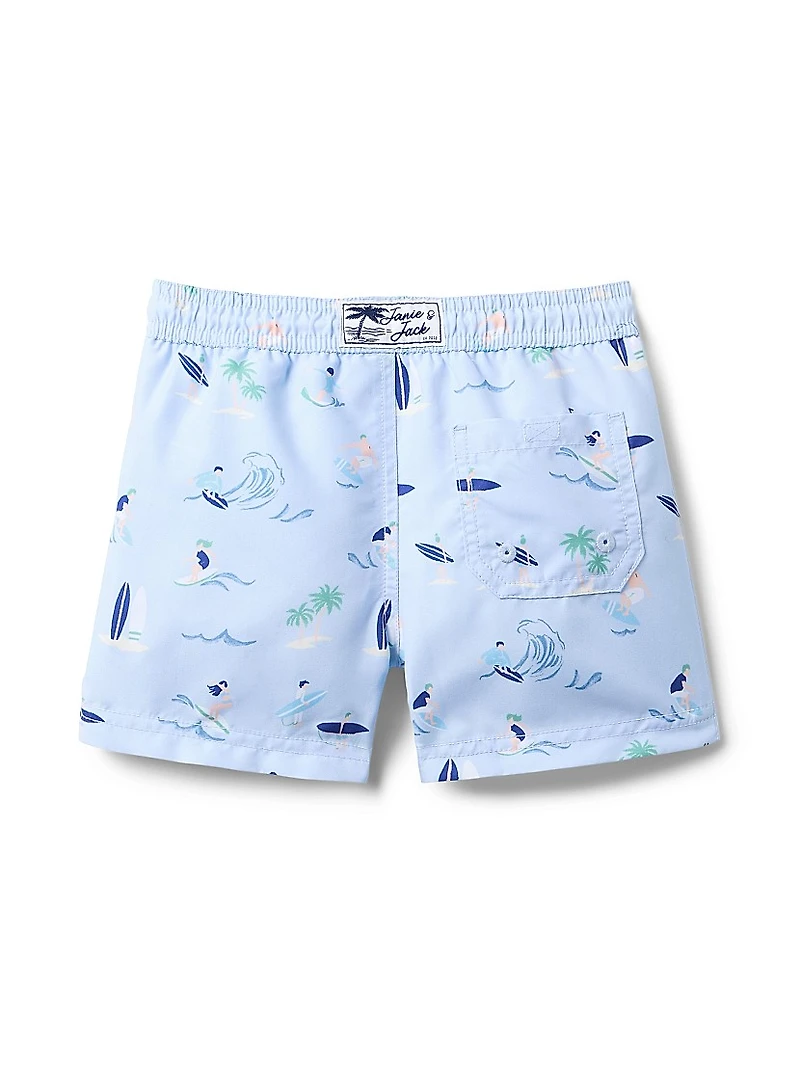 Little Boy's & Surfer T-Shirt Swim Trunks Set