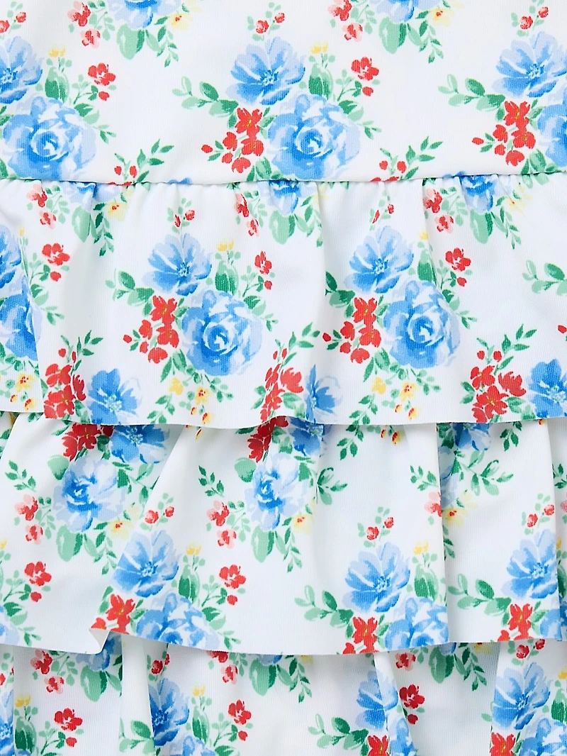 Baby Girl's Floral Ruffle Rashguard Top, Bottoms & Swim Hat Set