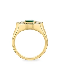 14K Yellow Gold, Emerald & 0.65 TCW Diamond Cocktail Ring