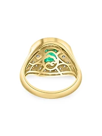 14K Yellow Gold, Emerald & 0.65 TCW Diamond Cocktail Ring