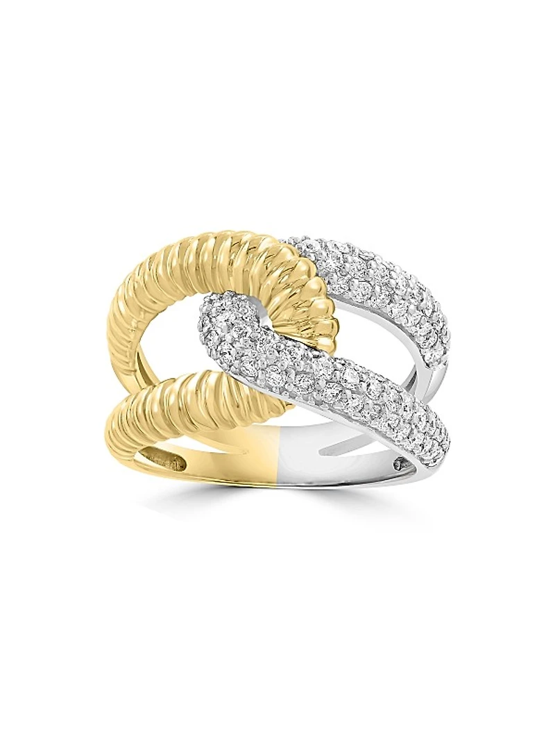 14K White & Yellow Gold & 0.74 TCW Diamond Ring