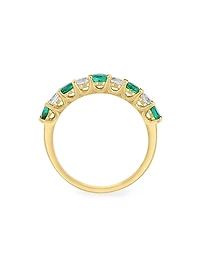 14K Yellow Gold, Emerald & 0.39 TCW Diamond Band Ring