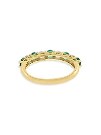 14K Yellow Gold, Emerald & 0.39 TCW Diamond Band Ring