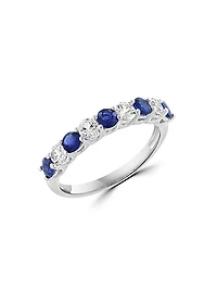 14K White Gold, Sapphire & 0.39 TCW Diamond Ring