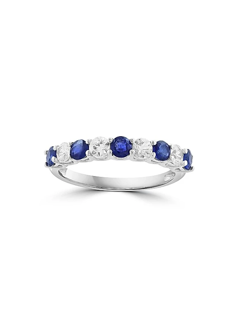 14K White Gold, Sapphire & 0.39 TCW Diamond Ring