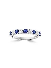 14K White Gold, Sapphire & 0.39 TCW Diamond Ring
