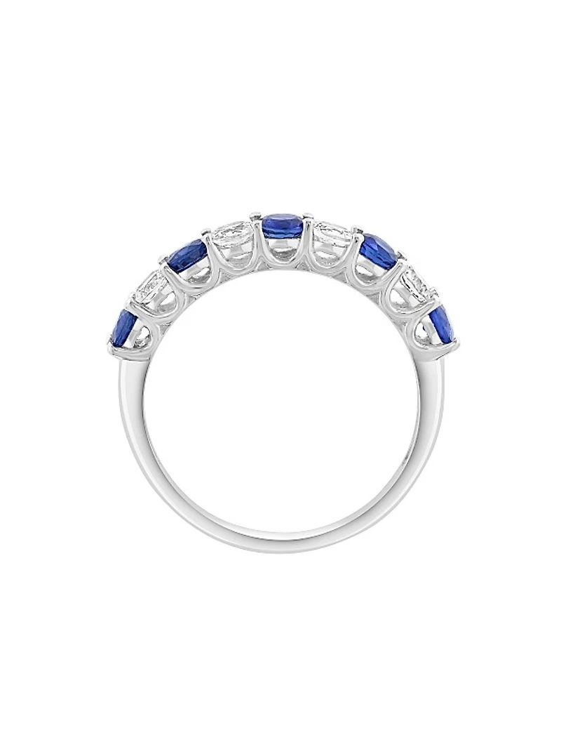 14K White Gold, Sapphire & 0.39 TCW Diamond Ring