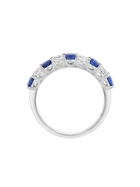 14K White Gold, Sapphire & 0.39 TCW Diamond Ring