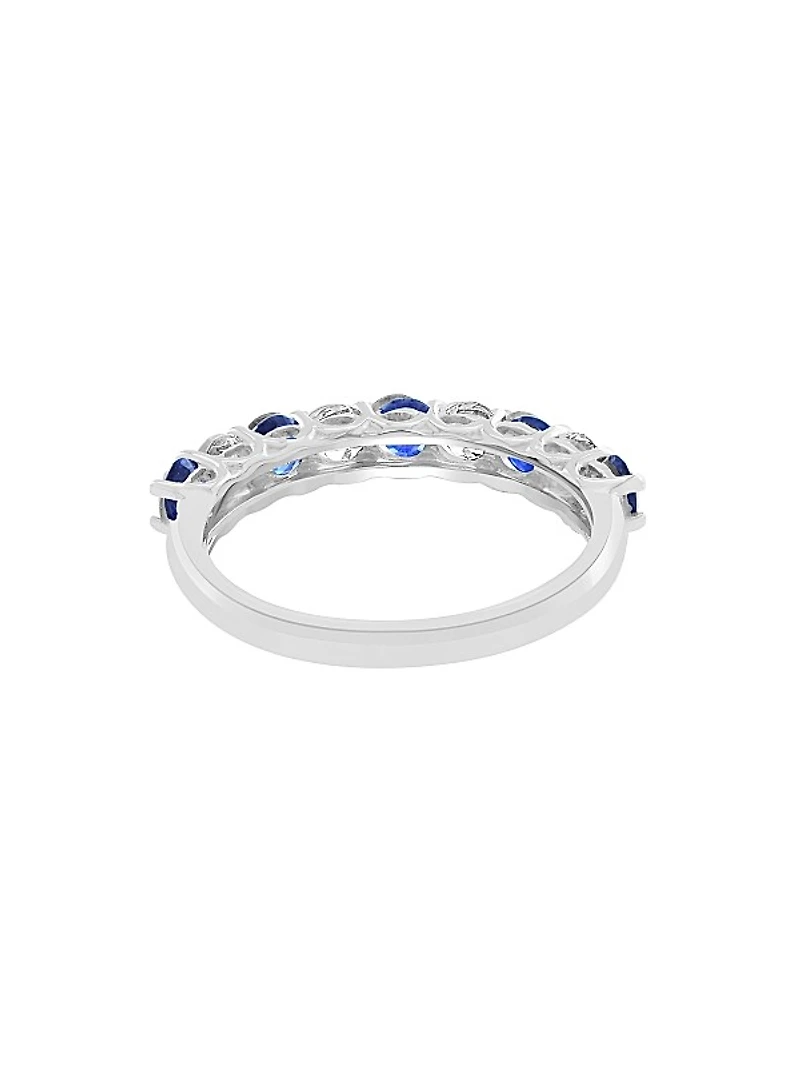 14K White Gold, Sapphire & 0.39 TCW Diamond Ring